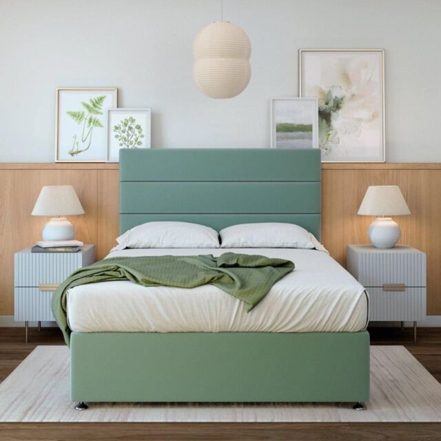 Bedmaster Memory Maestro Memory Foam Plush Velvet 4 Drawer Divan Set in Duck Egg Blue - Size: Double - image 1