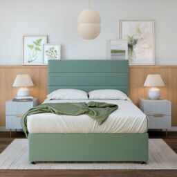 Bedmaster Memory Maestro Memory Foam Plush Velvet 4 Drawer Divan Set in Duck Egg Blue - Size: Double - thumbnail 1