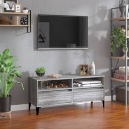 Berkfield Home TV Cabinet Grey Sonoma 100x34.5x44.5 cm Engineered Wood - thumbnail 2