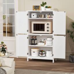 NESTLUNE Kitchen Pantry Cupboard Freestanding Tall Storage Cabinet in White - Size: 100 cm x 15 cm - thumbnail 4