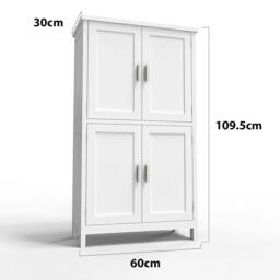 NESTLUNE Kitchen Pantry Cupboard Freestanding Tall Storage Cabinet in White - Size: 100 cm x 15 cm - thumbnail 2