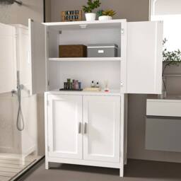 NESTLUNE Kitchen Pantry Cupboard Freestanding Tall Storage Cabinet in White - Size: 100 cm x 15 cm - thumbnail 5
