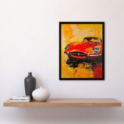 Artery8 Classic Red Sports Car Lover Vibrant Oil Painting Framed Art Print - Size: A4 - thumbnail 4
