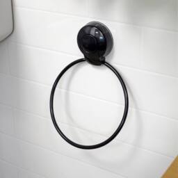 Showerdrape Suctionloc Black 3 Piece Suction Wall Mounted Bathroom Accessory Set - thumbnail 3