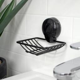 Showerdrape Suctionloc Black 3 Piece Suction Wall Mounted Bathroom Accessory Set - thumbnail 4