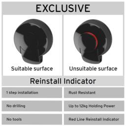 Showerdrape Suctionloc Black 3 Piece Suction Wall Mounted Bathroom Accessory Set - thumbnail 6