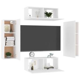 Berkfield Home 4 Piece TV Cabinet Set White Engineered Wood - thumbnail 3