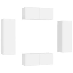 Berkfield Home 4 Piece TV Cabinet Set White Engineered Wood - thumbnail 2