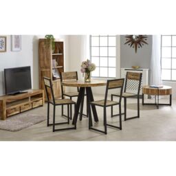 IH Design Bratton Mango Wooden 4 Seater Round Dining Table in Brown - thumbnail 4