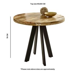 IH Design Bratton Mango Wooden 4 Seater Round Dining Table in Brown - thumbnail 6