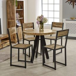IH Design Bratton Mango Wooden 4 Seater Round Dining Table in Brown