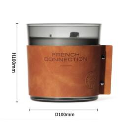 French Connection Leather Effect Candle Sandalwood & Cedar 340g Single Wick - thumbnail 2