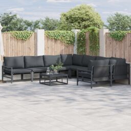 Berkfield Home Garden Sofa Set 9 pcs Anthracite Steel - thumbnail 1