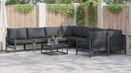 Berkfield Home Garden Sofa Set 9 pcs Anthracite Steel - thumbnail 4