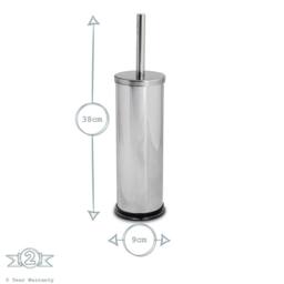 Harbour Housewares 3L Mismatched Bathroom Bin & Brush Set Slim Stainless Steel Toilet Set in Silver - thumbnail 5