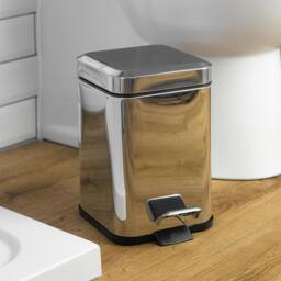 Harbour Housewares 3L Mismatched Bathroom Bin & Brush Set Slim Stainless Steel Toilet Set in Silver - thumbnail 7