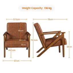 Kelvenix Modern Faux Leather Armchair light brown - Size: 0.6m2 - thumbnail 2