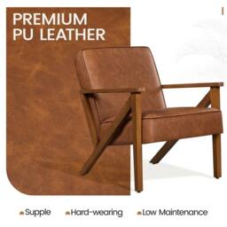 Kelvenix Modern Faux Leather Armchair light brown - Size: 0.6m2 - thumbnail 4