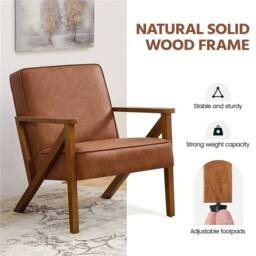 Kelvenix Modern Faux Leather Armchair light brown - Size: 0.6m2 - thumbnail 5