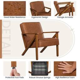 Kelvenix Modern Faux Leather Armchair light brown - Size: 0.6m2 - thumbnail 3