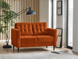 FurnitureboxUK Jade 2-Seater Soft Touch Velvet Sofa With Solid Wood Frame in Burnt Orange