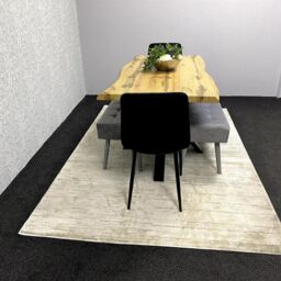 KOSY KOALA Wooden Dining Table with 2 Black Velvet Chairs & Grey Padded Benches, Dining Room Furniture in Brown - thumbnail 7