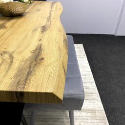 KOSY KOALA Wooden Dining Table with 2 Black Velvet Chairs & Grey Padded Benches, Dining Room Furniture in Brown - thumbnail 8