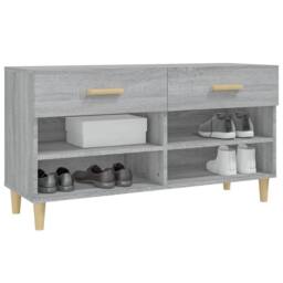 Berkfield Home Shoe Cabinet Grey Sonoma 102x35x55 cm Engineered Wood - Size: 102 x 35 x 55 cm - thumbnail 4