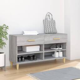 Berkfield Home Shoe Cabinet Grey Sonoma 102x35x55 cm Engineered Wood - Size: 102 x 35 x 55 cm - thumbnail 2
