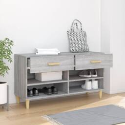 Berkfield Home Shoe Cabinet Grey Sonoma 102x35x55 cm Engineered Wood - Size: 102 x 35 x 55 cm - thumbnail 3