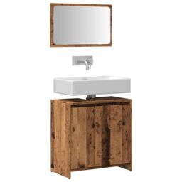 Berkfield Home 2 Piece Bathroom Furniture Set Old Wood Engineered Wood in Brown - thumbnail 1
