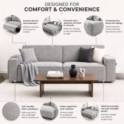 Stratus Interiors Houston Electric Powered Recliner Sleeper Function Sofa Bed - 3 Seater in Grey - thumbnail 5