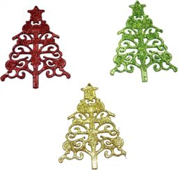 Shatchi 3Pcs Glitter shapped Christmas Tree Xmas Party Hanging Ornament Décor - thumbnail 3