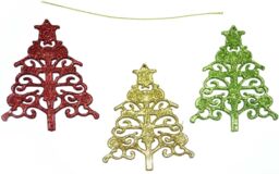 Shatchi 3Pcs Glitter shapped Christmas Tree Xmas Party Hanging Ornament Décor - thumbnail 2