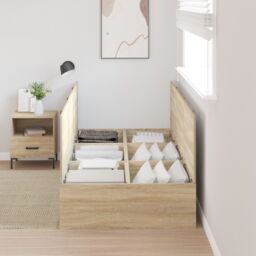 Berkfield Home Storage Bed Frame Sonoma Oak 90x200 cm in Beige - thumbnail 4