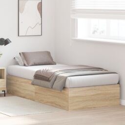 Berkfield Home Storage Bed Frame Sonoma Oak 90x200 cm in Beige - thumbnail 5
