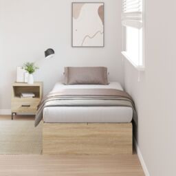 Berkfield Home Storage Bed Frame Sonoma Oak 90x200 cm in Beige - thumbnail 1