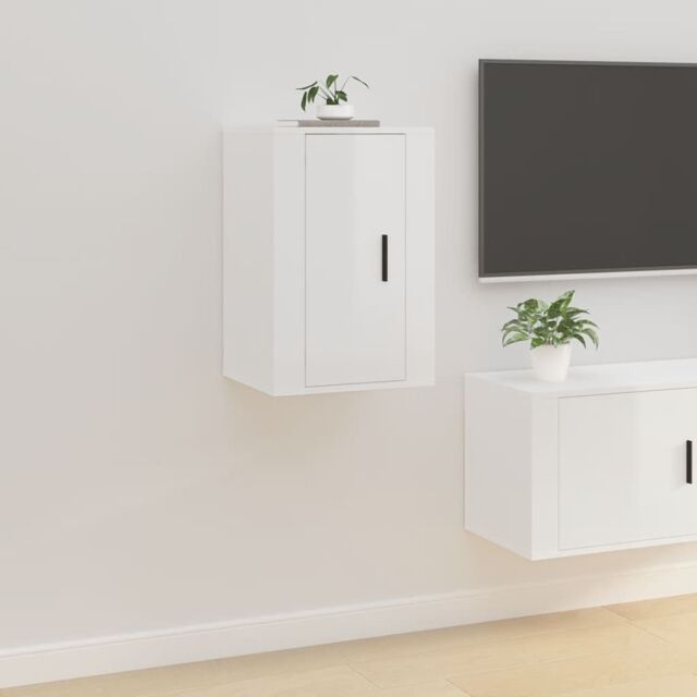 Berkfield Home Wall Mounted TV Cabinet High Gloss White 40x34.5x60 cm - image 1