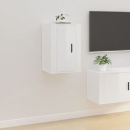 Berkfield Home Wall Mounted TV Cabinet High Gloss White 40x34.5x60 cm - thumbnail 1