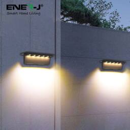 ENER-J Solar Decking Lights Pack of 2, Dual Colour LED, Black Finish - thumbnail 3