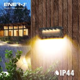 ENER-J Solar Decking Lights Pack of 2, Dual Colour LED, Black Finish - thumbnail 4