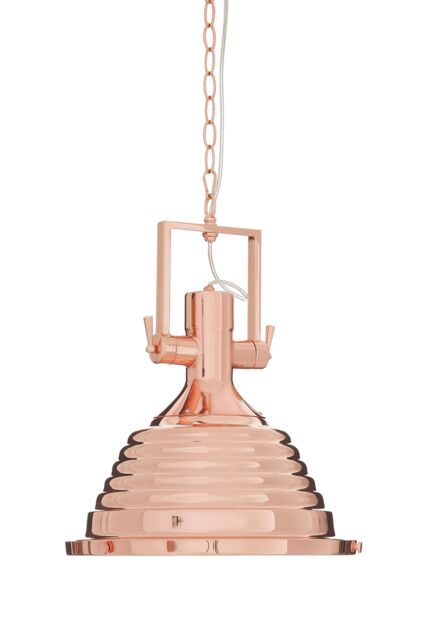 Orsina Medium Chrome Pendant Light, Reflective Industrial Ceiling Light With Glass Base, Flared Stepped Shade in Gold - image 1