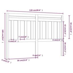 Berkfield Home Bed Headboard Black 126x4x100 cm Solid Wood Pine - Size: 126 x 4 x 100 cm - thumbnail 5