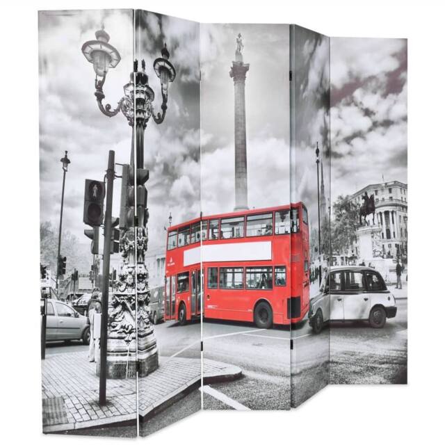 Berkfield Home Folding Room Divider 200x170 cm London Bus Black & White - image 1