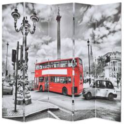 Berkfield Home Folding Room Divider 200x170 cm London Bus Black & White - thumbnail 2