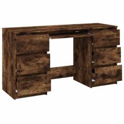 Berkfield Home Writing Desk Smoked Oak 140x50x77 cm Engineered Wood in Brown - Size: 140 x 50 x 77 cm - thumbnail 6
