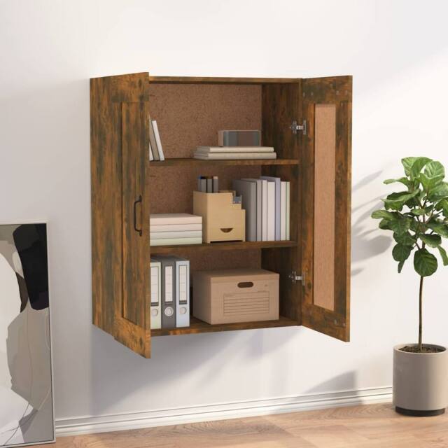 Berkfield Home Hanging Wall Cabinet Smoked Oak 69.5x32.5x90 cm in Brown - image 1