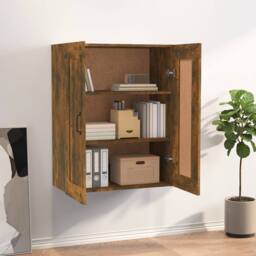 Berkfield Home Hanging Wall Cabinet Smoked Oak 69.5x32.5x90 cm in Brown - thumbnail 1