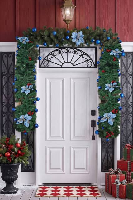 Garden Sanctuary 2.7m Artificial Christmas Garland Decorations with LED Lights - image 1