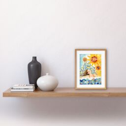 "Artery8 Wall Art Print Abstract Sea Swimming Folk Art Bathroom Artwork Framed 9X7 Inch in Beige - Size: W7"" x H9""" - thumbnail 2